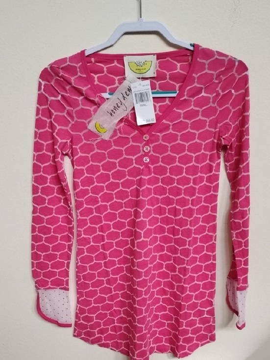 Honeydew Intimates Tops - D- NWT Honeydew Intimates Hot Pink Geometric Henley Top